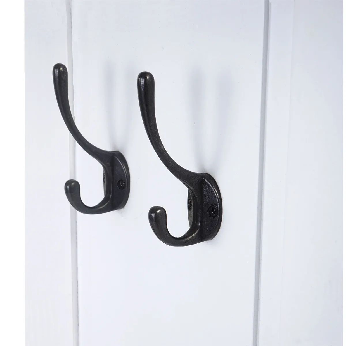 decoshop26 Porte-manteaux mural 3 crochets en bois - Blanc