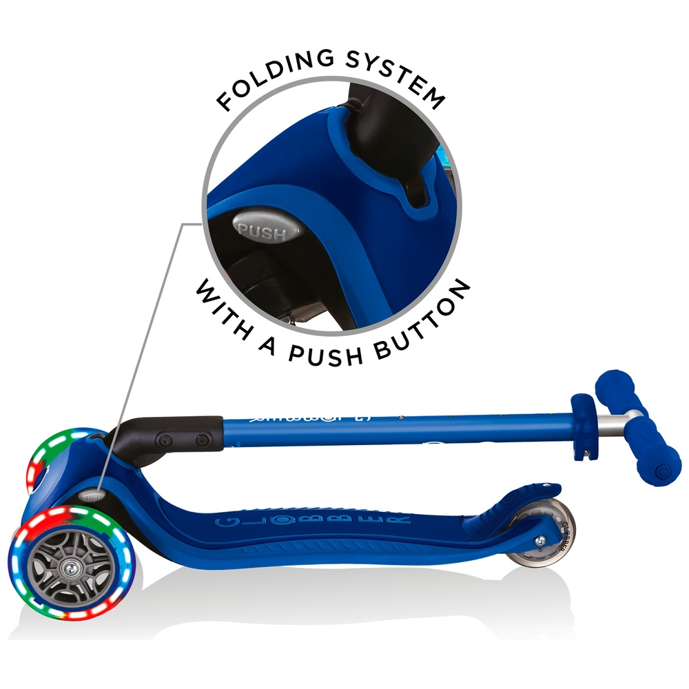 Globber PRIMO Faltbarer Scooter mit Beleuchtung, Marineblau