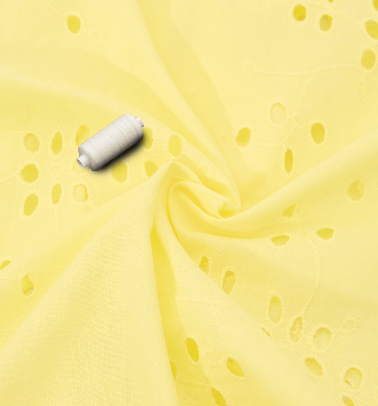 Coupon 2 m broderie anglaise - Jaune Citron