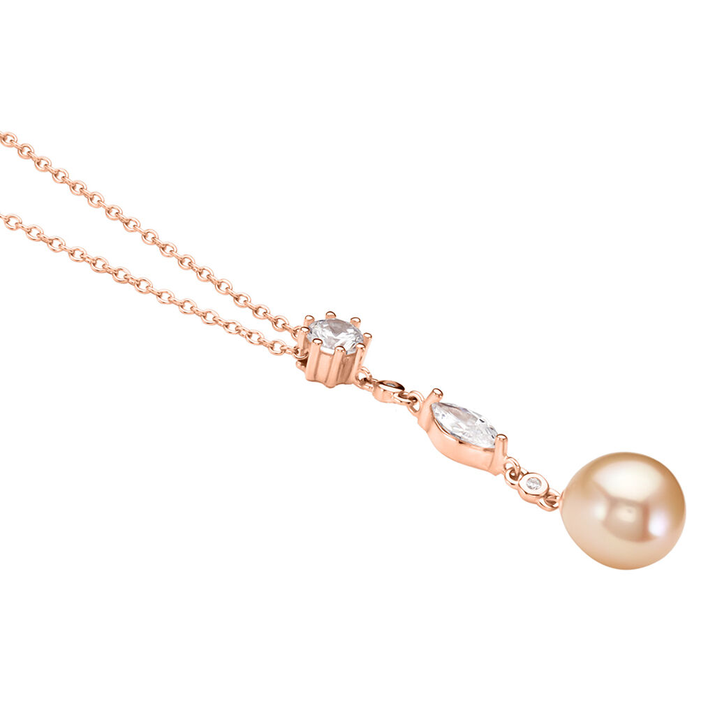 Collier Lynes Argent Rose Perle De Culture Et Oxyde De Zirconium