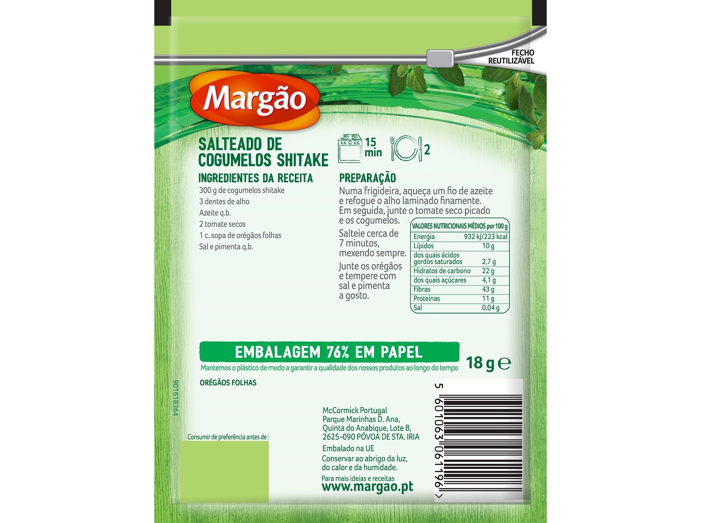 ORÉGÃOS MARGÃO FOLHAS 18G