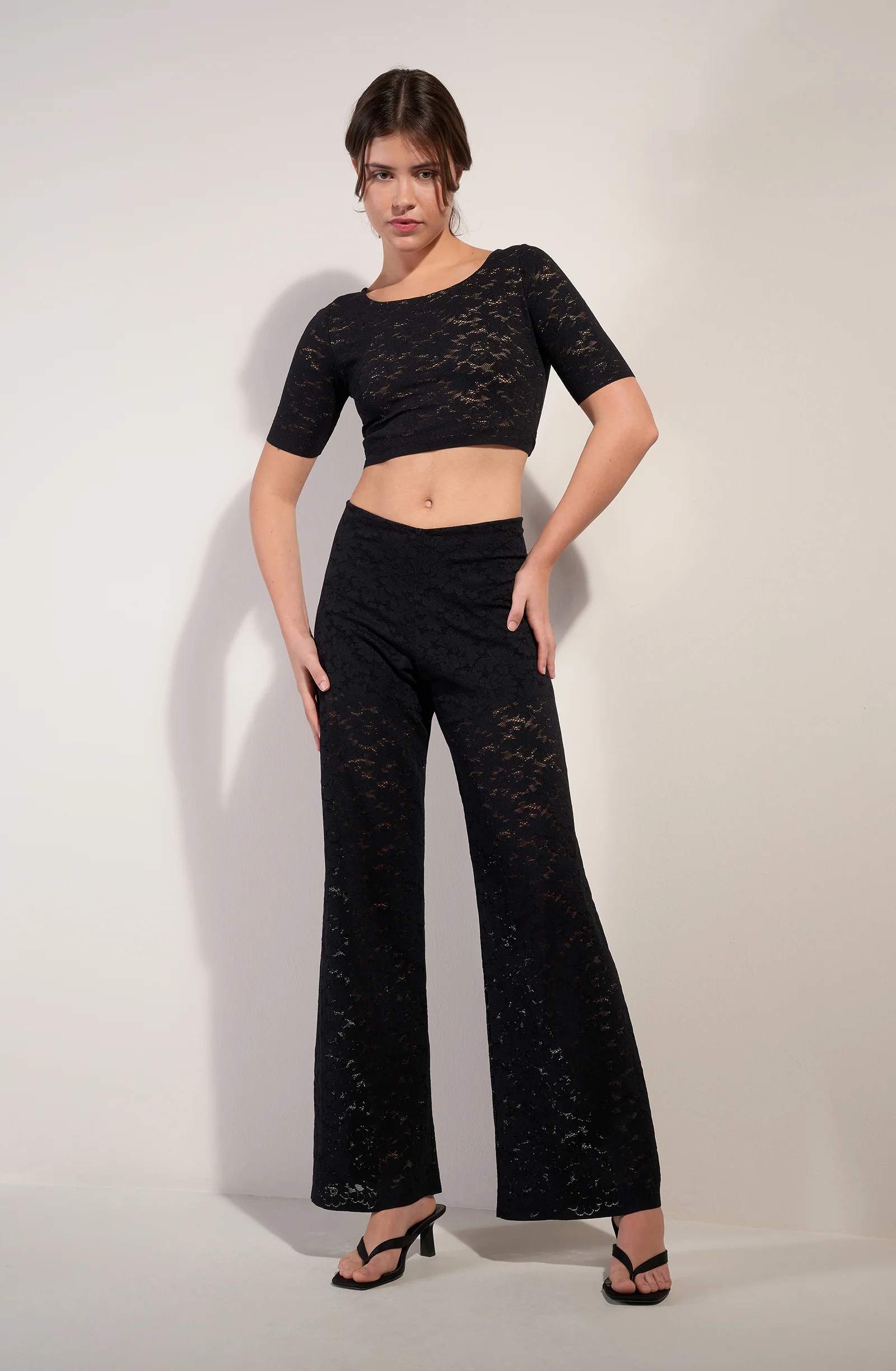 paco Pantalon en dentelle noir Noir