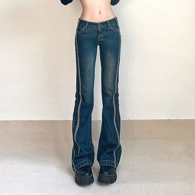 Trisica - Lage taille gewassen gestreepte flared jeans