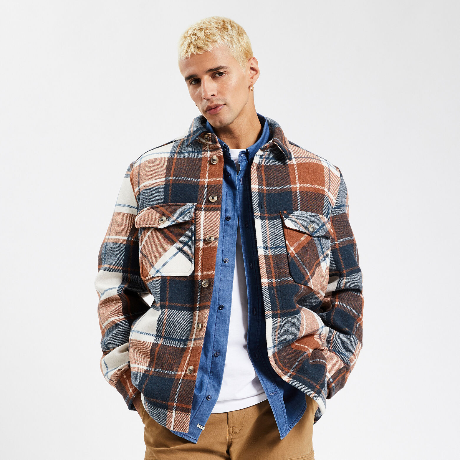 Surchemise carreaux laine doublure sherpa Rouge