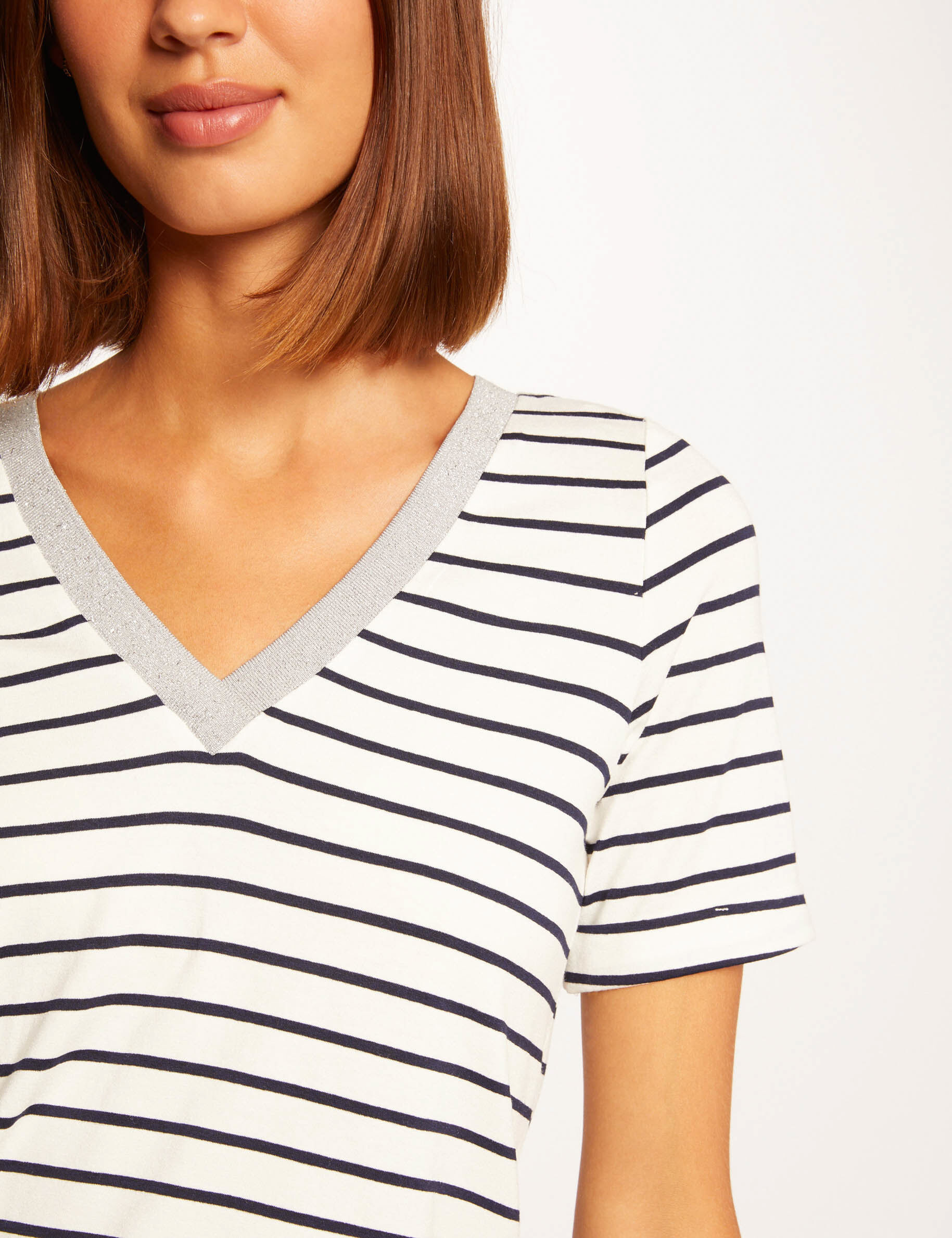 T-shirt manches courtes à rayures multico femme - multico