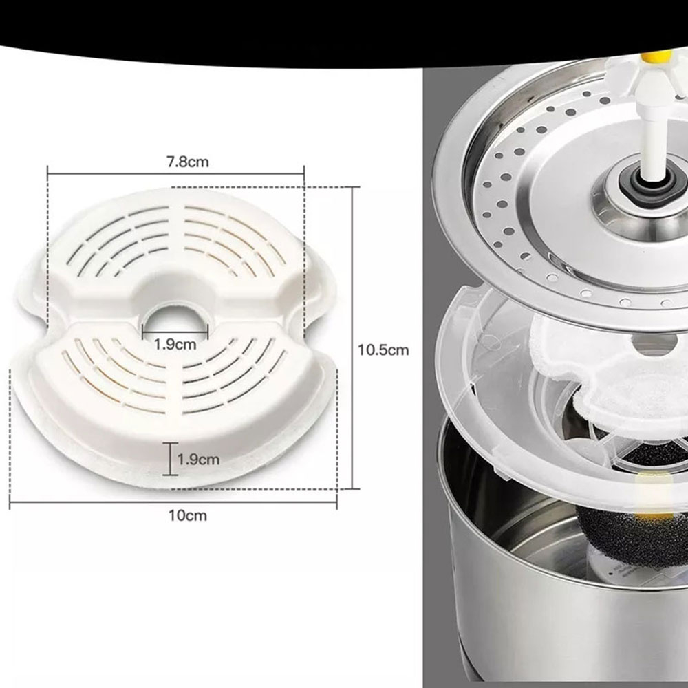 (4er Set) Ø10cm Ersatz Aktivkohle Filter Pads für Katzen Trinkbrunnen Wasserspender - Weiss