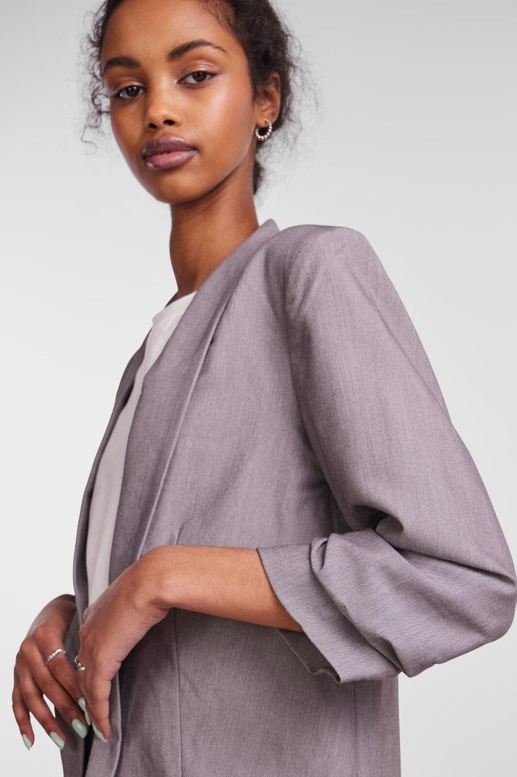Pieces Pcbosella 3/4 Blazer 3423753 light grey melange