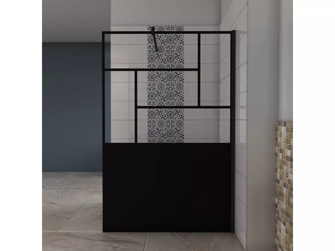 AICA paroi de douche 100x200cm,avec une barre de fixation carrée 140cm,8mm verre anticalcaire,Paroi douche italienne,Conception et intimité