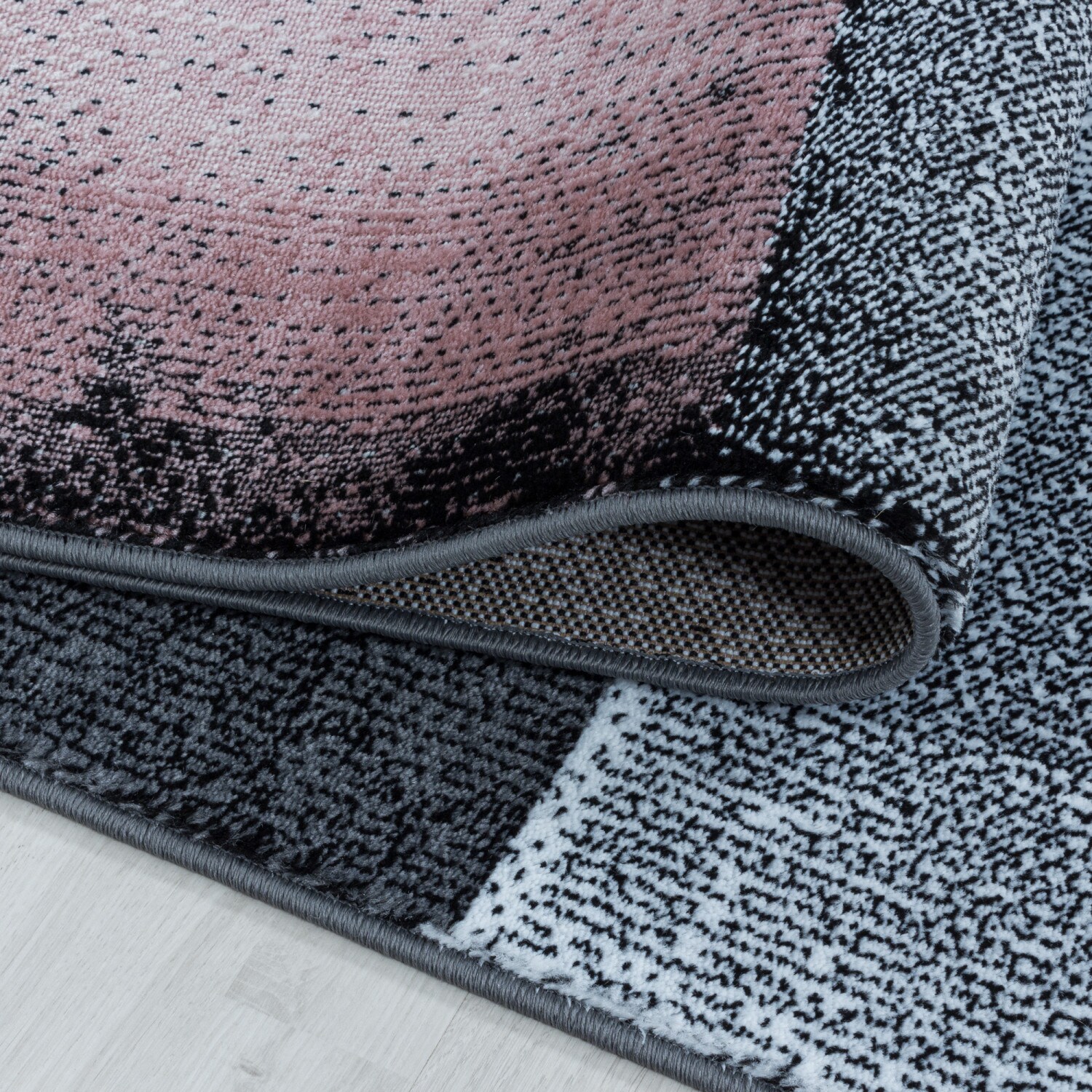 Designer Kurzflor Teppich in Modernem Karo Design - Meliert und Pflegeleicht
