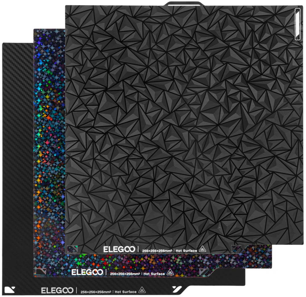 Elegoo  Dual-Sided Build Plate 3er-Set, Centauri/Centauri Carbon    Bauplatte mit sechs verschiedenen Oberflächenfinishs