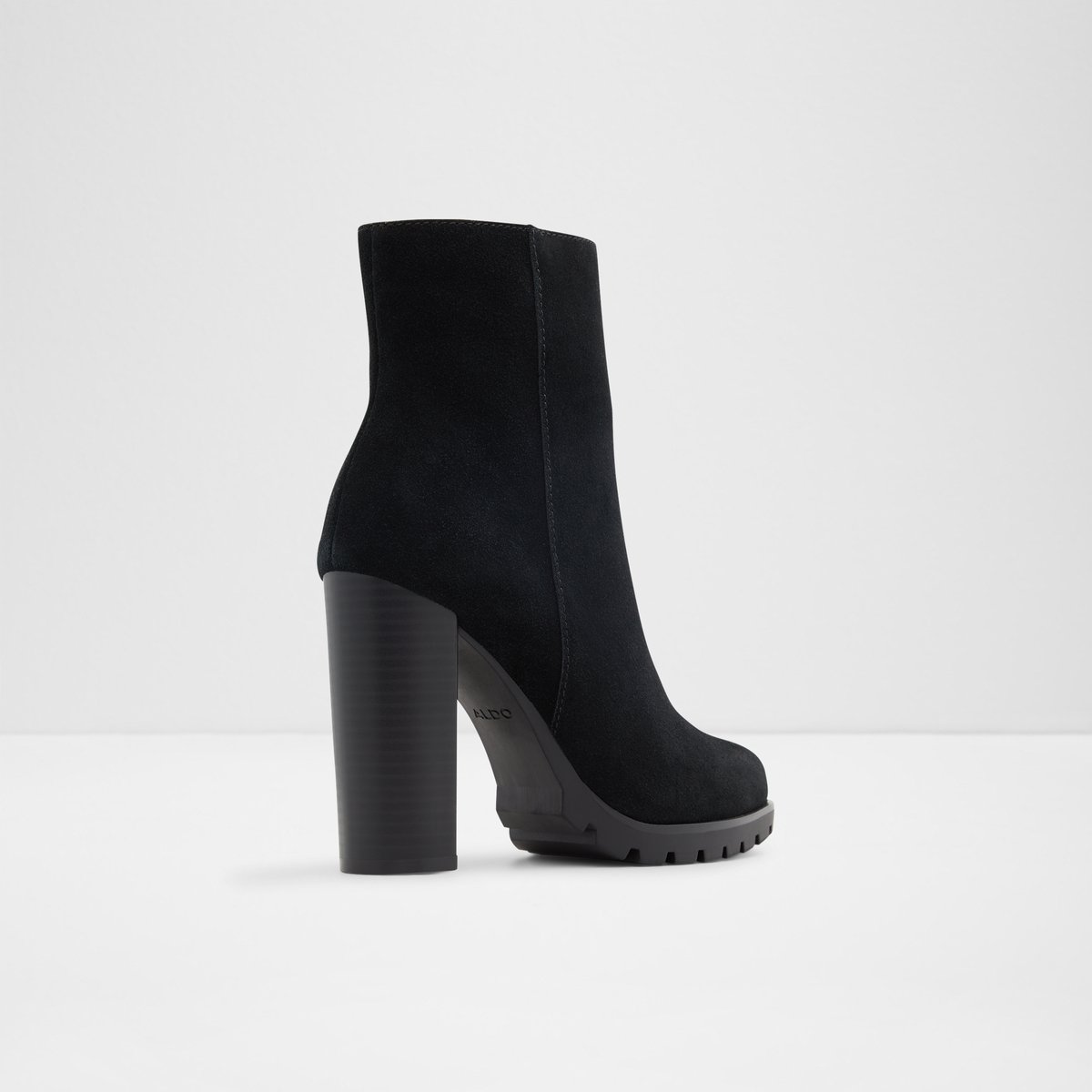 Doria Black Leather Suede Women Ankle boots
