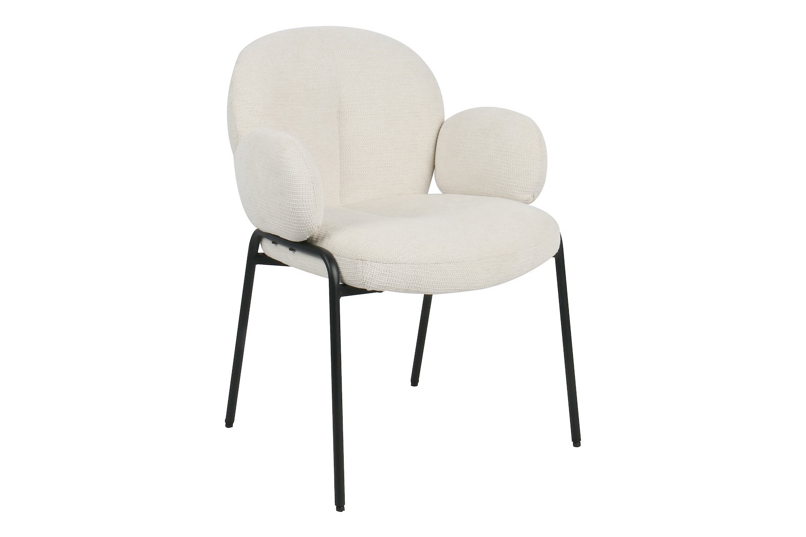 Bonnie spisestol med arm Tekstil Lord 22 Beige med sortlakkert ramme