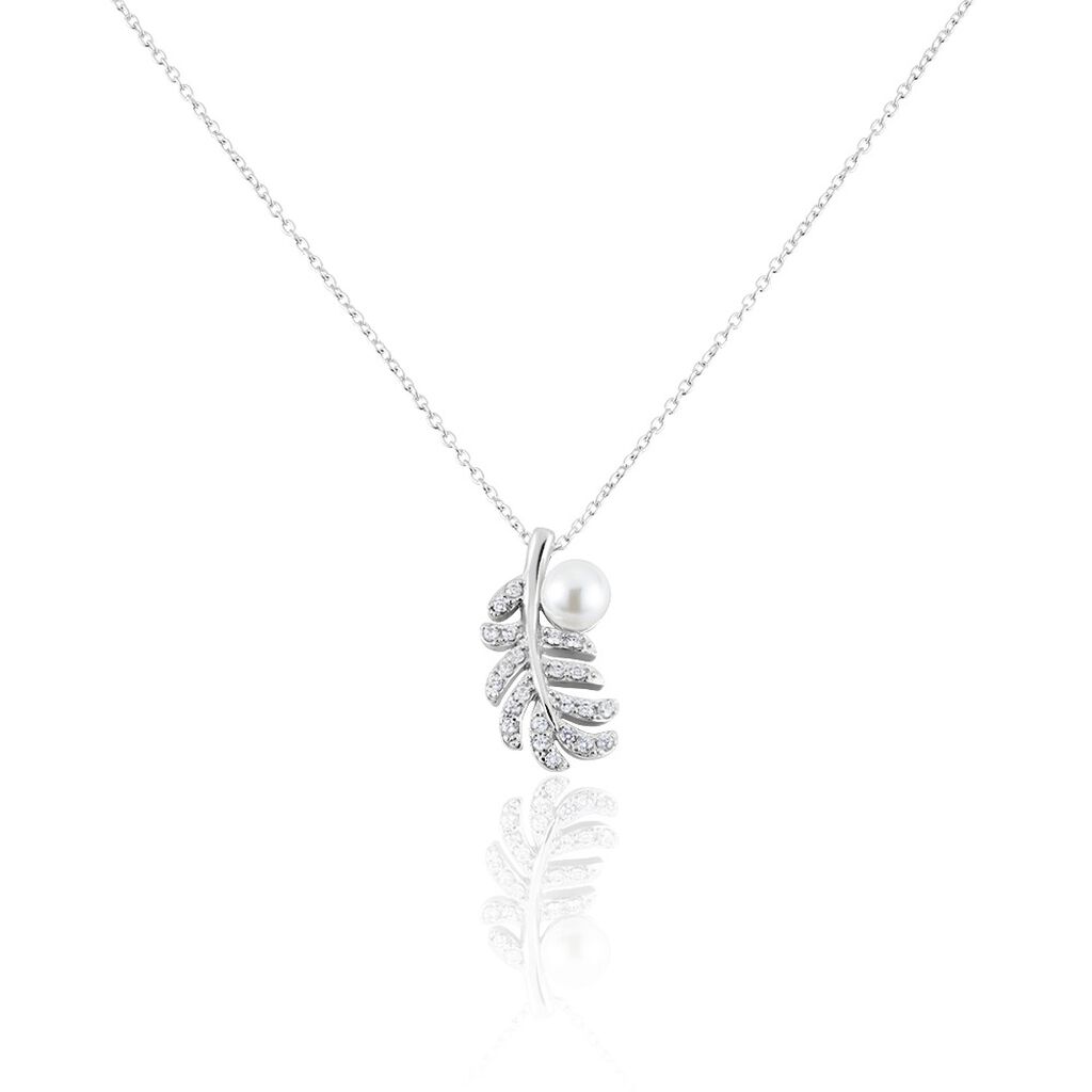 Collier Argent Blanc Edytha Perle De Culture Oxydes De Zirconium