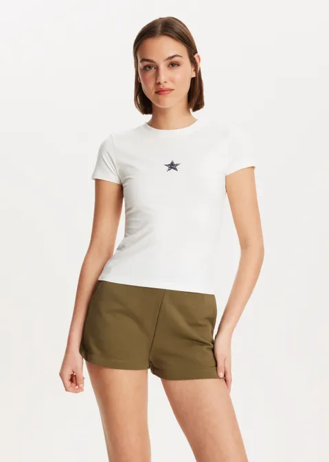 T-shirt met print ster wit (WIT)