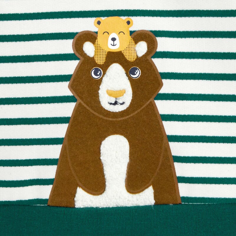 Sweat à capuche rayé ours bébé garçon Vert