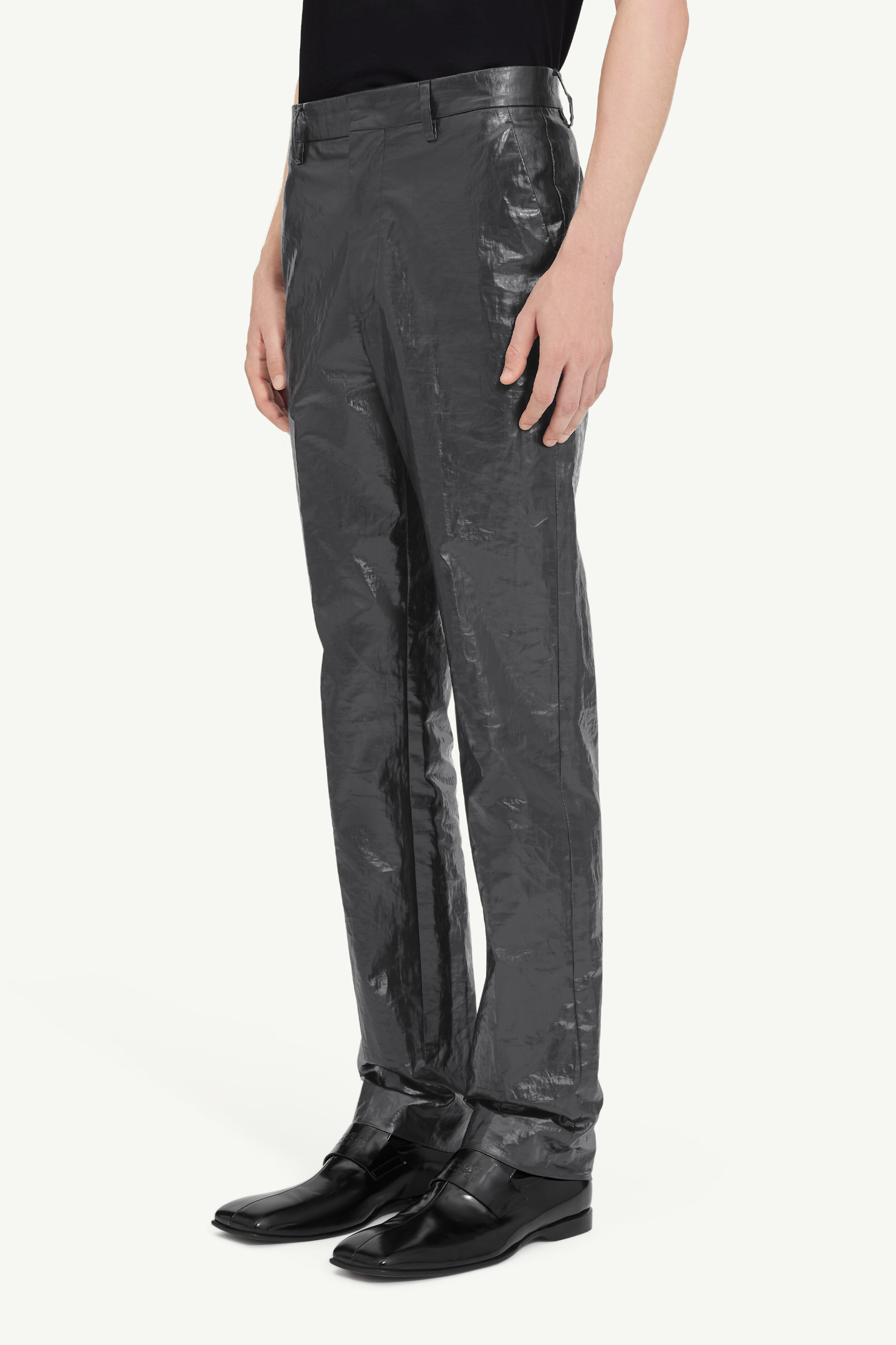 Pantalon brillant en lin enduit pour homme | MM6