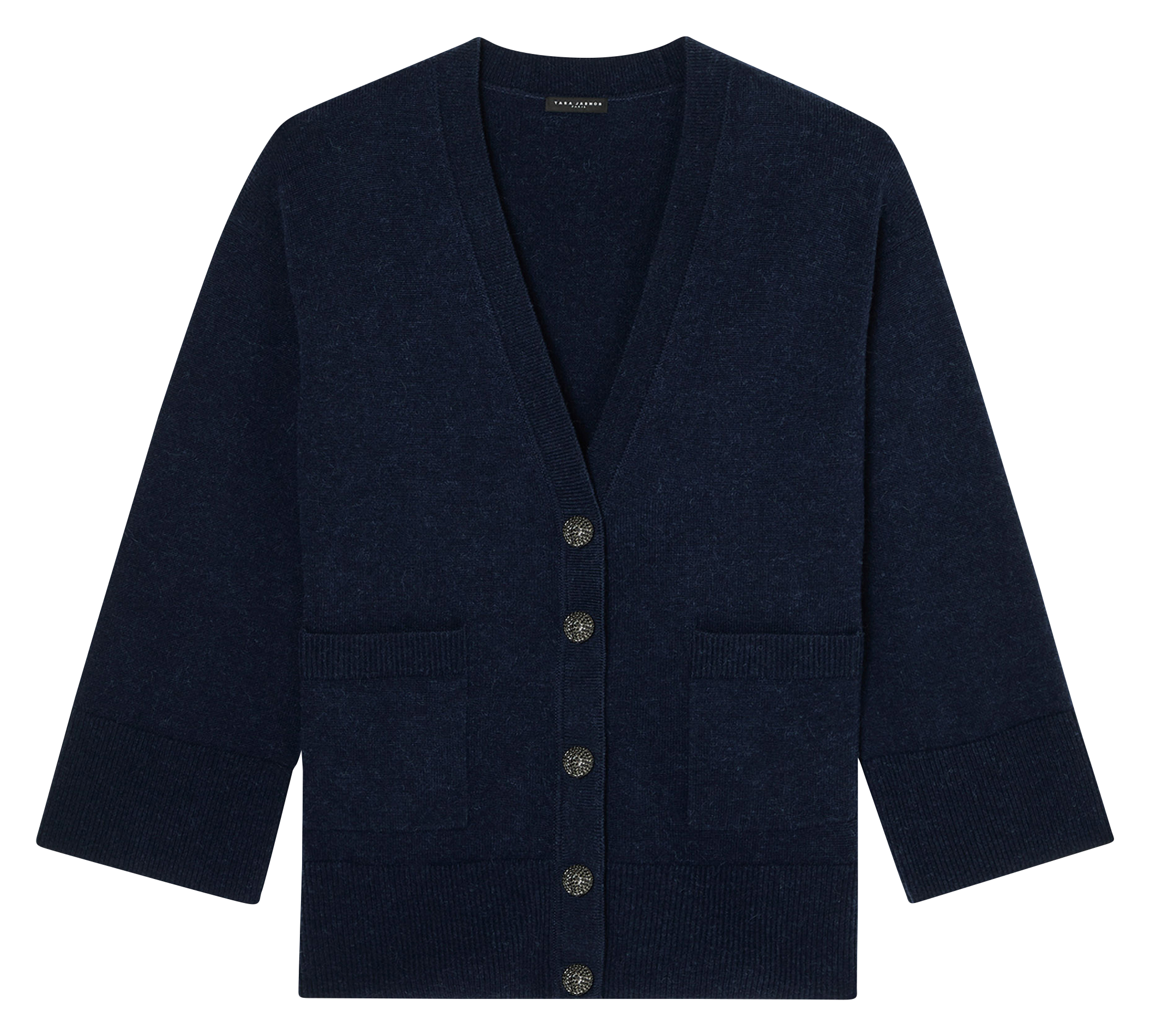 GINGER - Gilet ajusté col V en laine | Bleu