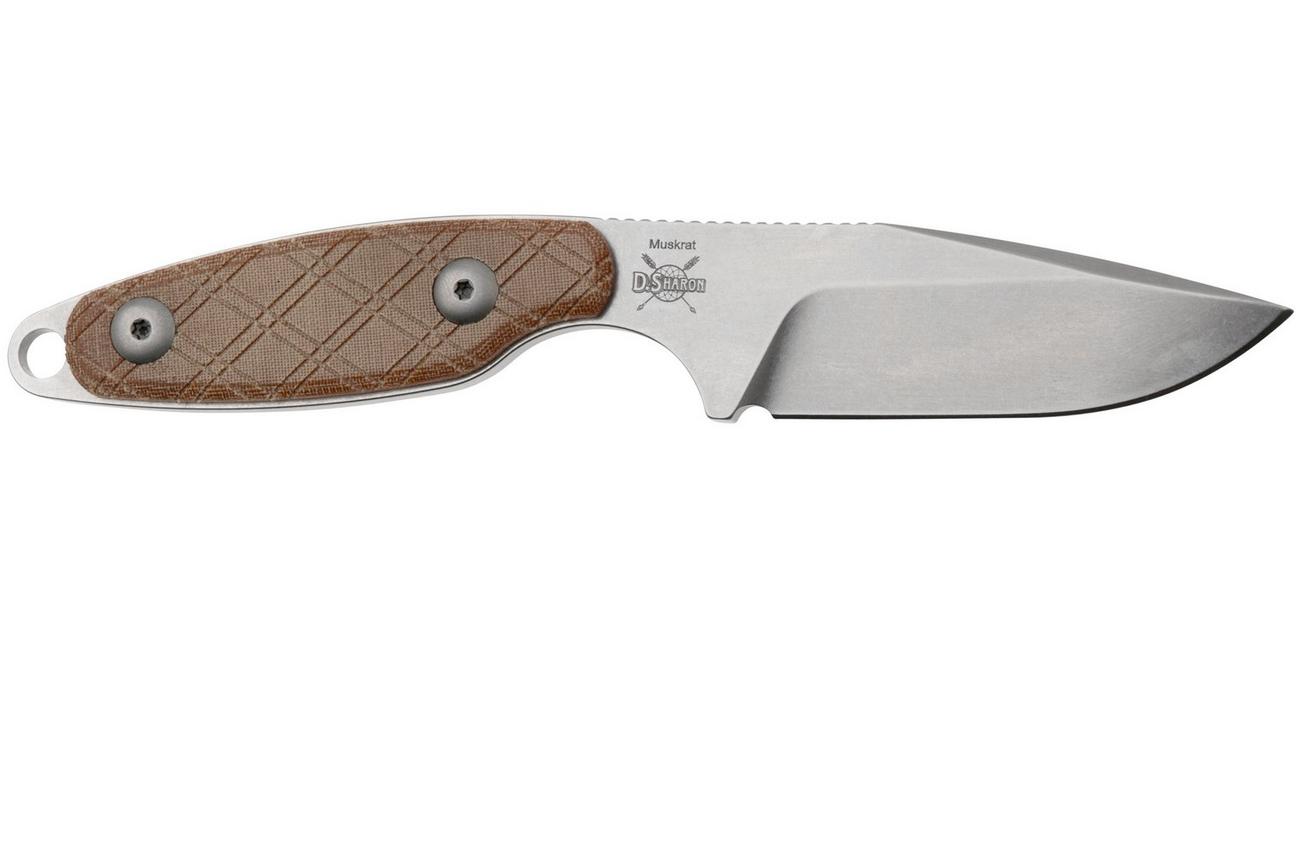 Kizer Vanguard Muskrat KZ1064C1 Stonewash 154CM, Natural Micarta, vaststaand mes, Derek Sharon design