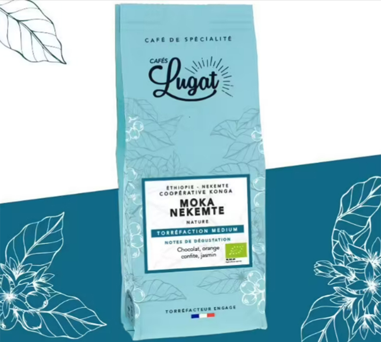 250g - Café en grain bio Ethiopie Moka Nekemte - CAFES LUGAT