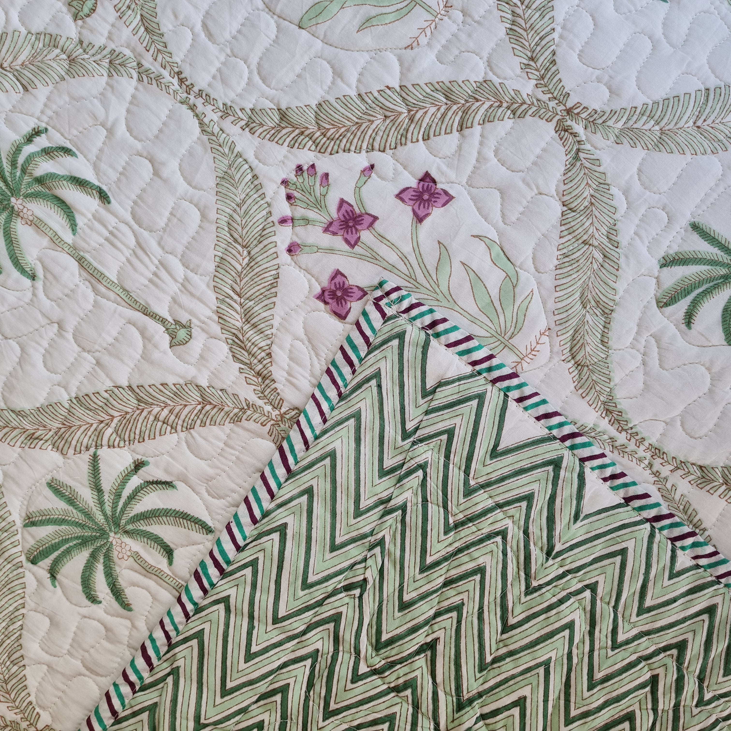 Überwurf Block Print Throw Double Mint Grün