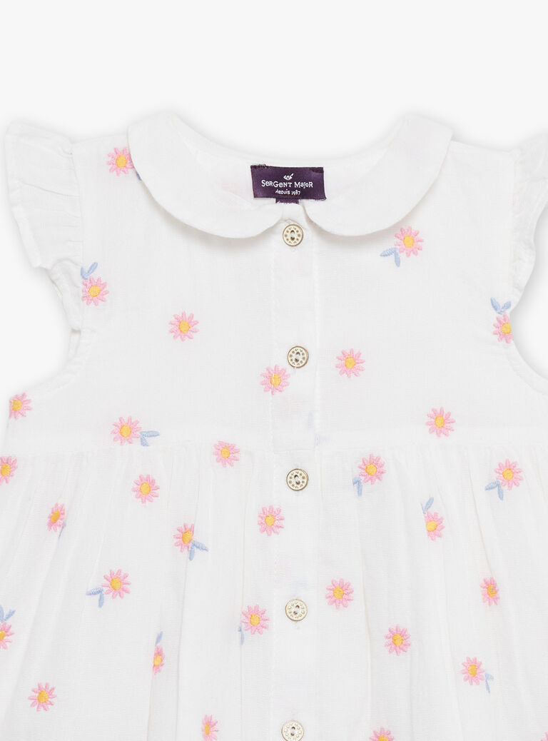 Robe et culotte blanches à imprimé fleuri