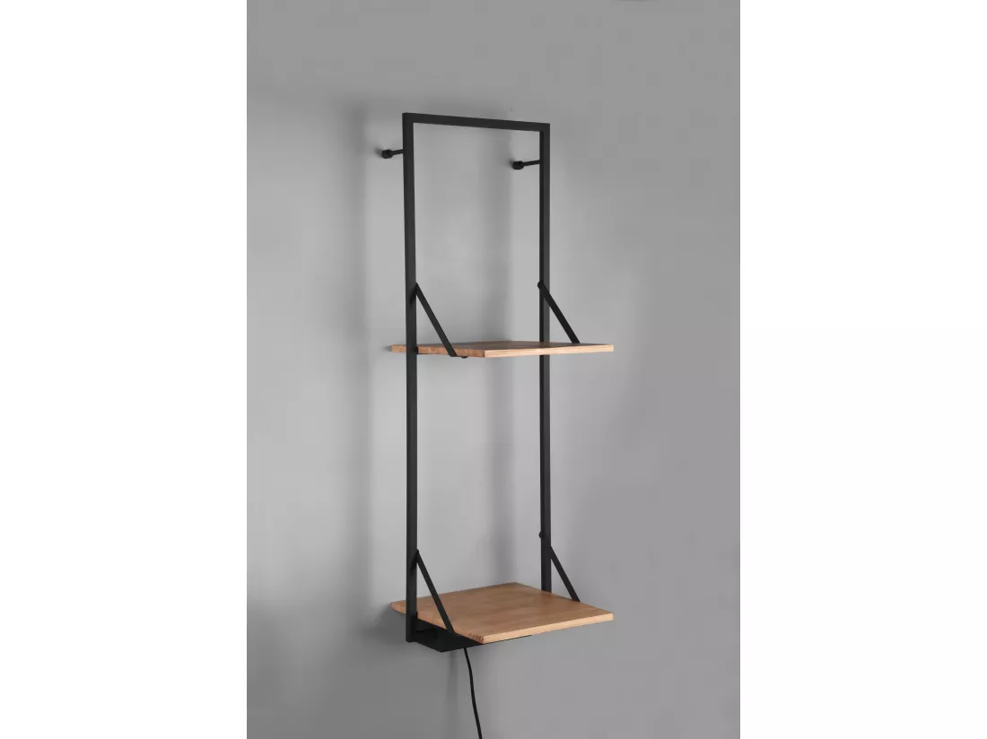 Leonie - Étagère murale avec bande LED - Naturel/Noir - 94x32cm
