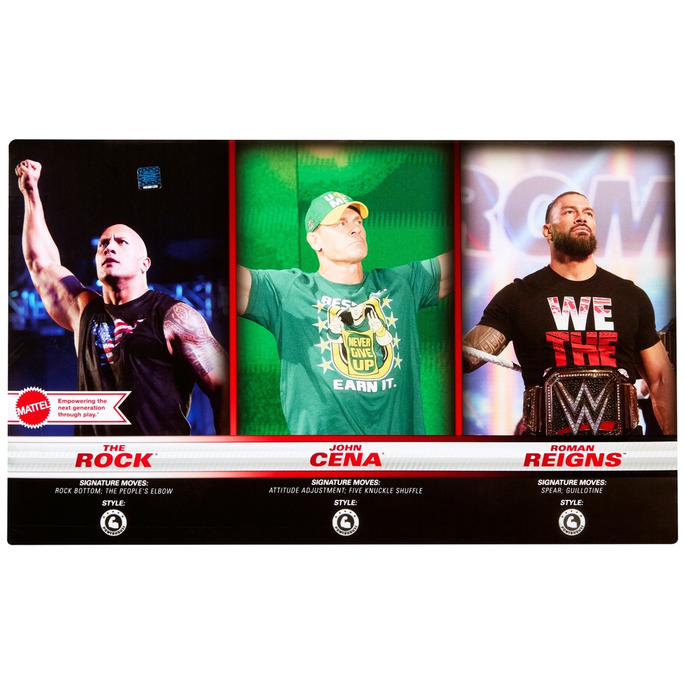 WWE Main Event Superstars Basic 3er-Pack – Roman Reigns, John Cena & The Rock