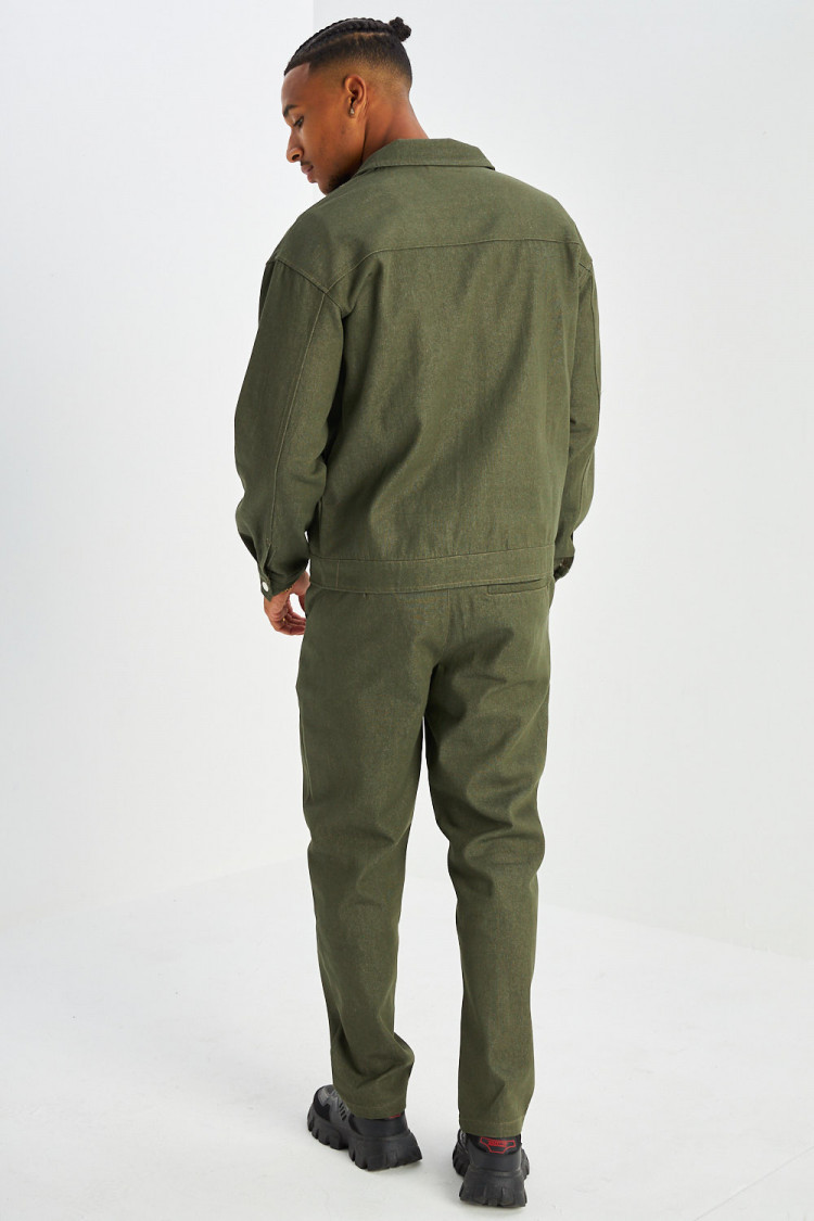Ensemble 2 pièces veste zippé + pantalon kaki