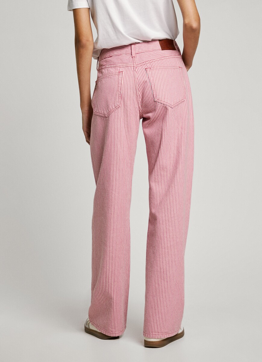 PEPE JEANS<br>Calça jeans larga com listras e cintura alta