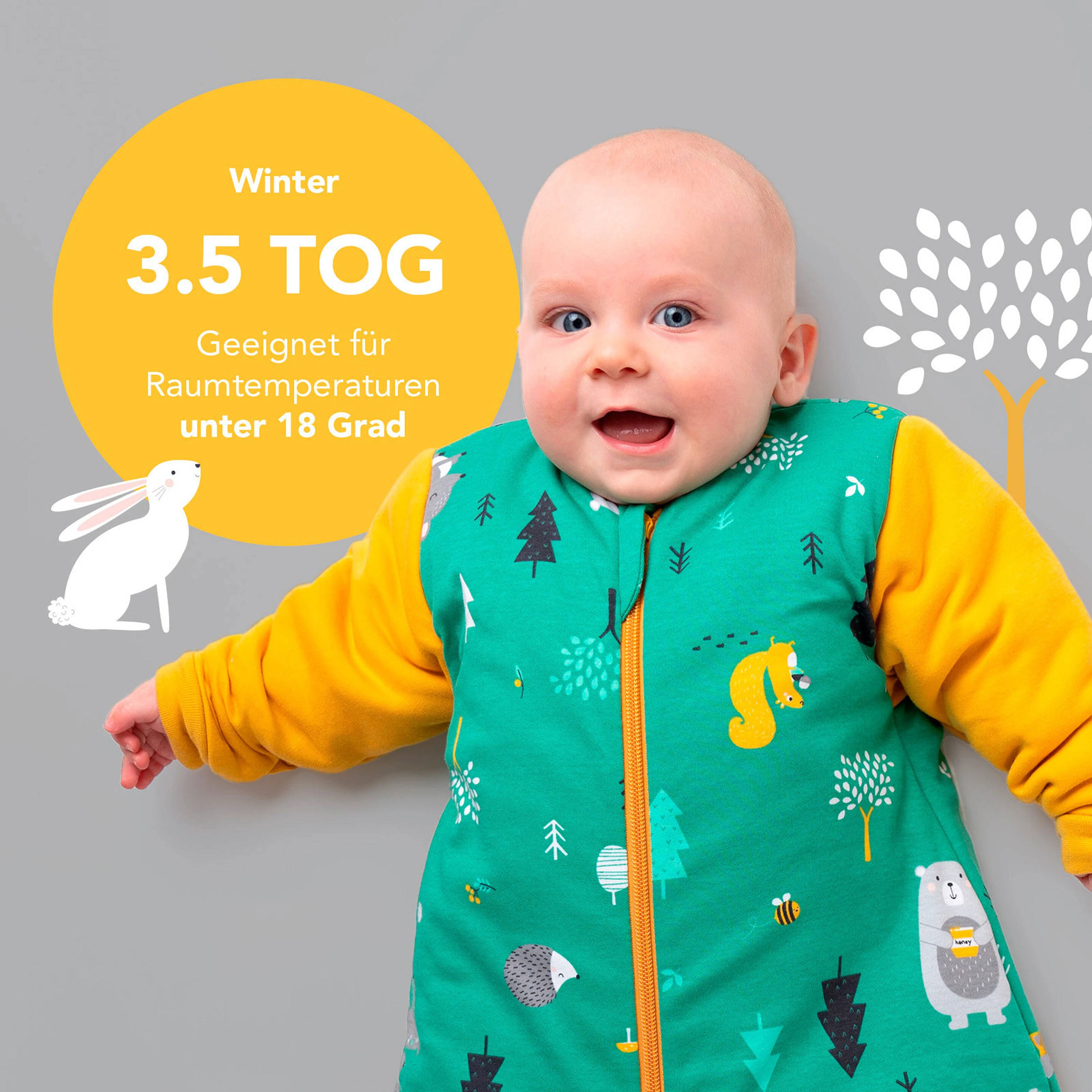 schlummersack Schlafsack ohne Füßen 3.5 Tog Waldtiere