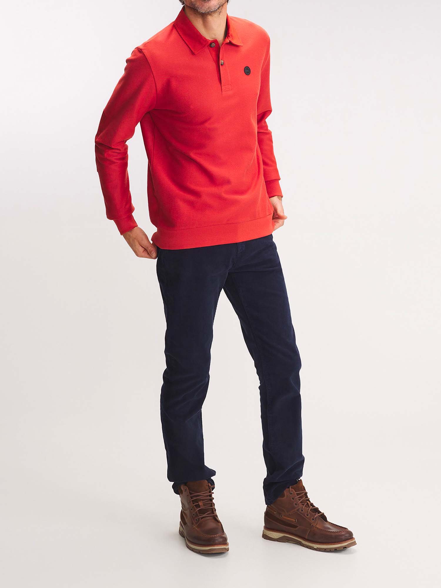 Polo Homme Manches Longues Orange