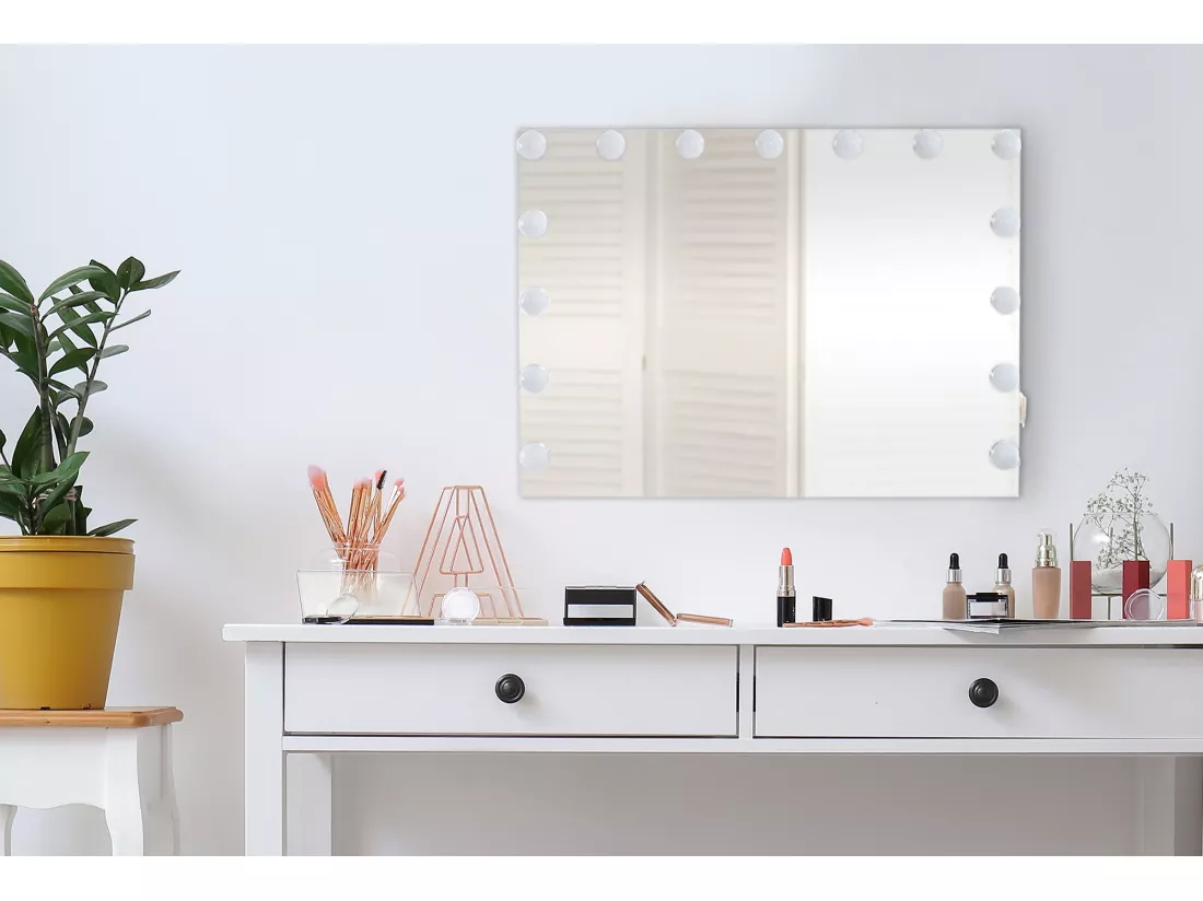 Miroir Led de Maquillage - Plastique & Noir - Blanc - Marlene