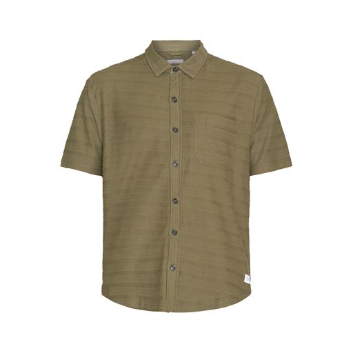 Knowledge Cotton Apparel Solid Stripe Skjorte, Burned Olive, XXL