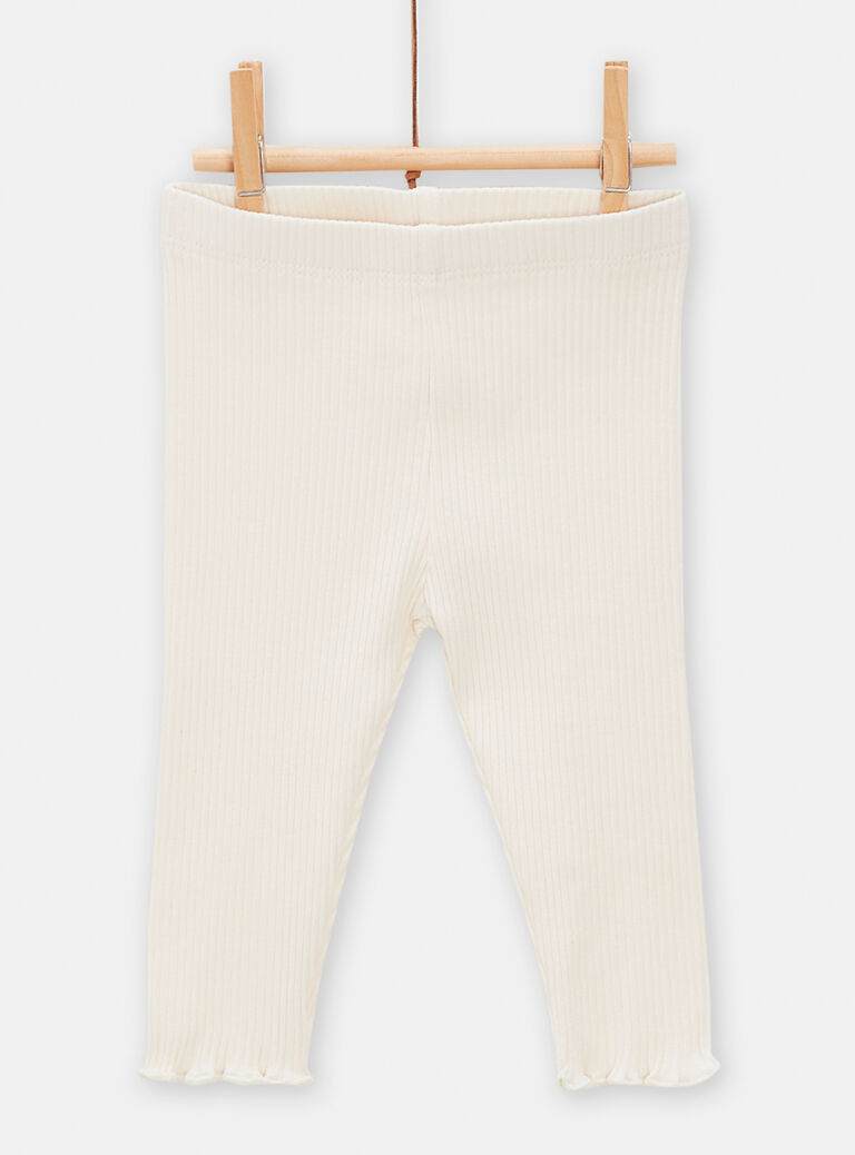 Legging côtelé écru pour bébé fille