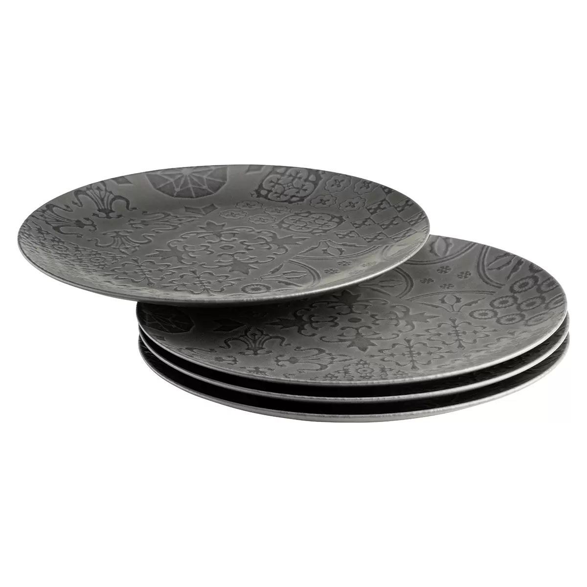 Platzteller-Set 4tlg. TRAD. TILES SCHWARZ Schwarz