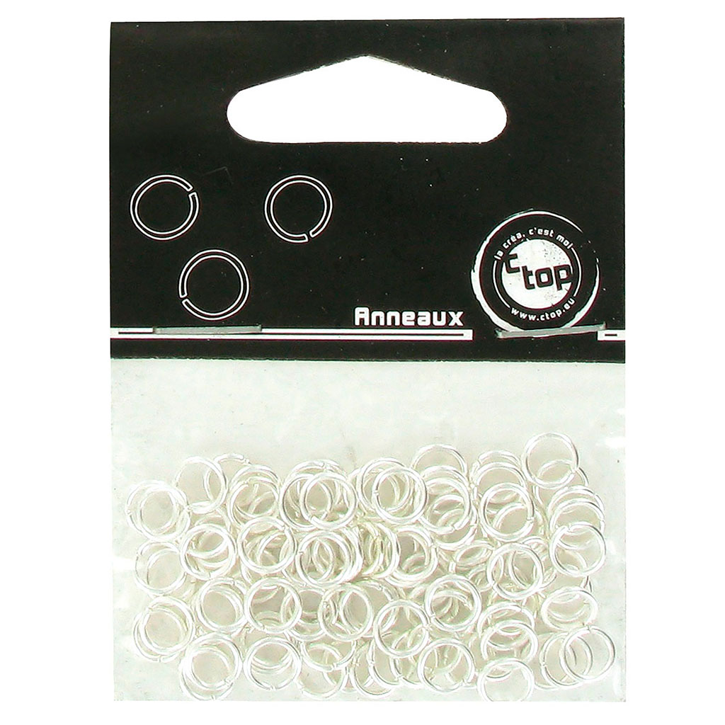 Lot de 100 anneaux ronds argent D 7mm