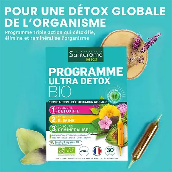 Santarome Bio - Programa Orgânico Ultra Detox - Desintoxicação Completa - 30 ampolas