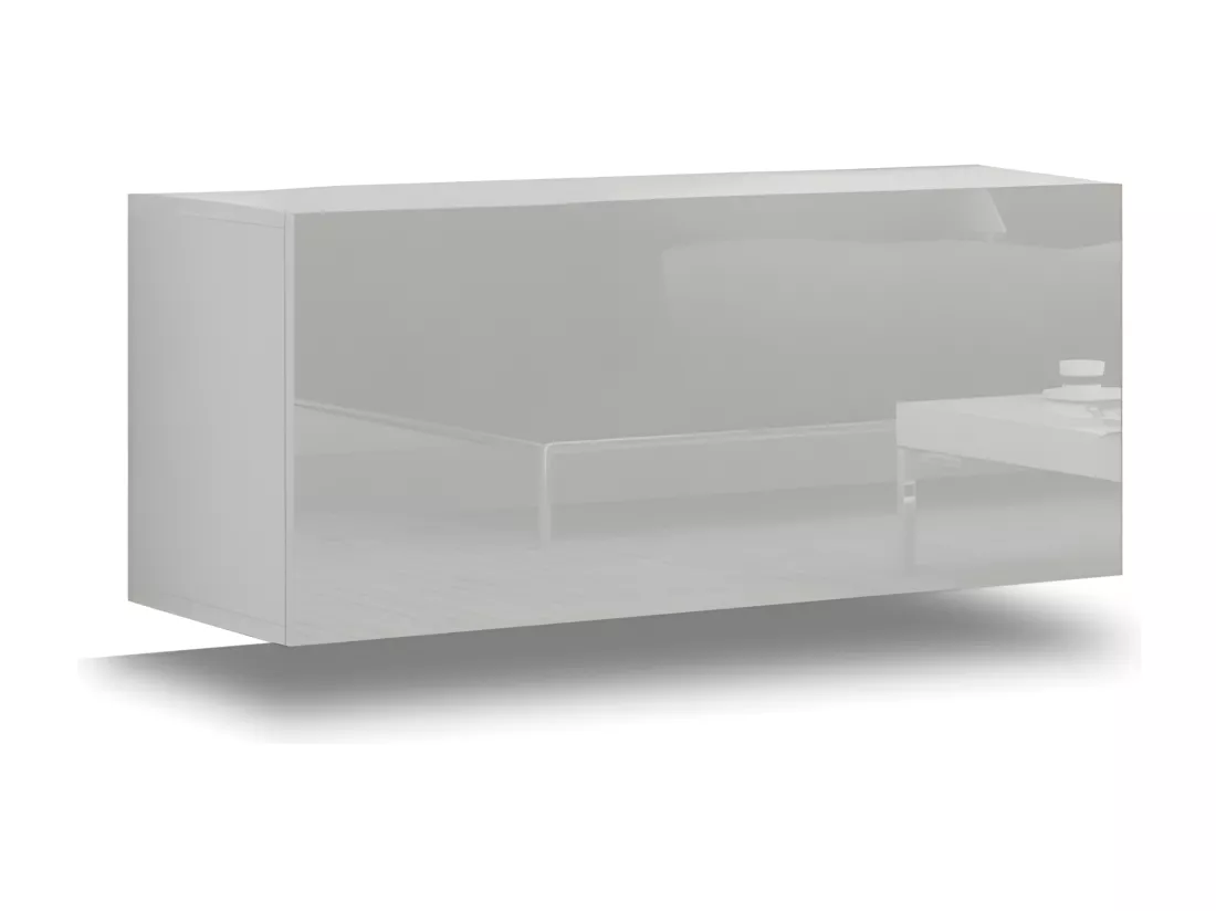 Meuble de salon blanc collection CEPTO, 1 porte, 2 étagères. Idéal pour un petit rangement dans le salon