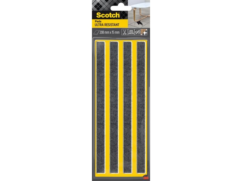 3M Filzgleiter Ultra Resistant, 208 mm x 15 mm, Grau, 4er P Extrembeständige Filzpads