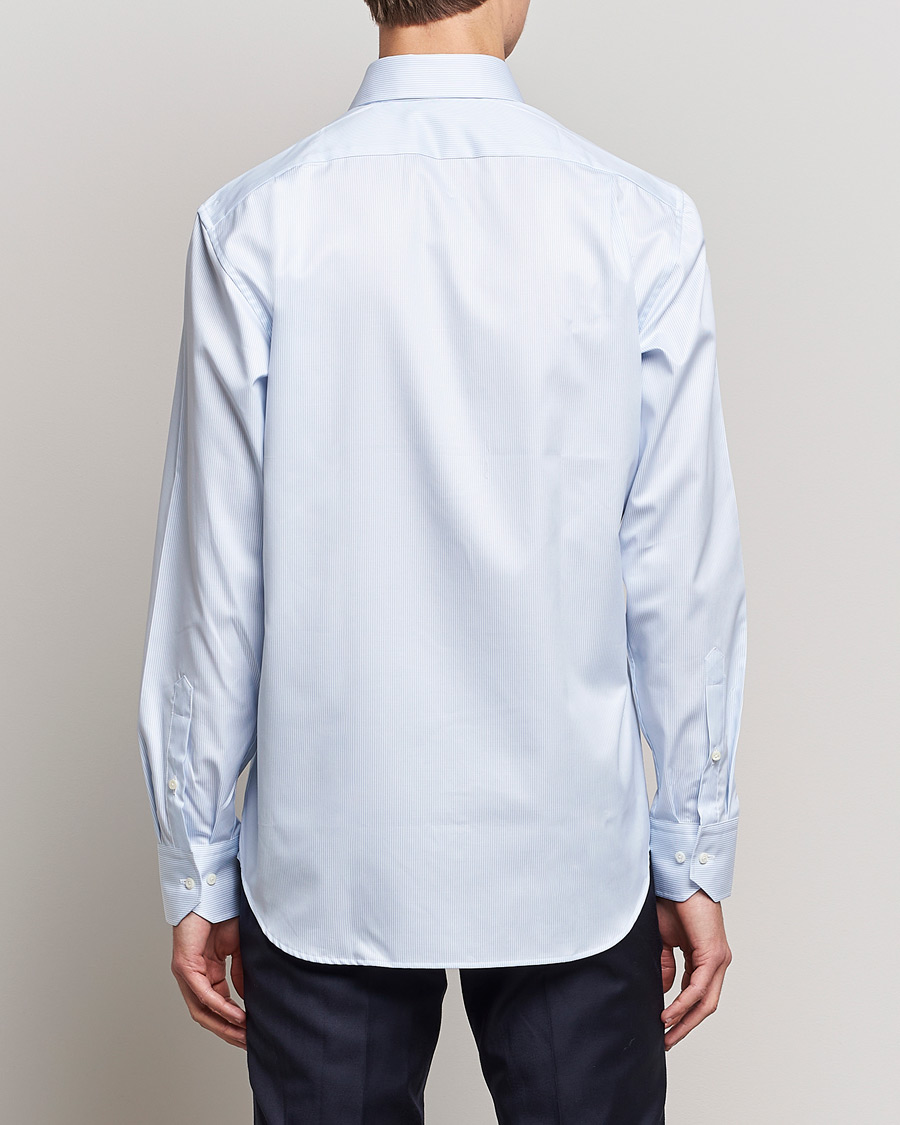 Stenströms Fitted Body Thin Stripe Shirt White/Blue
