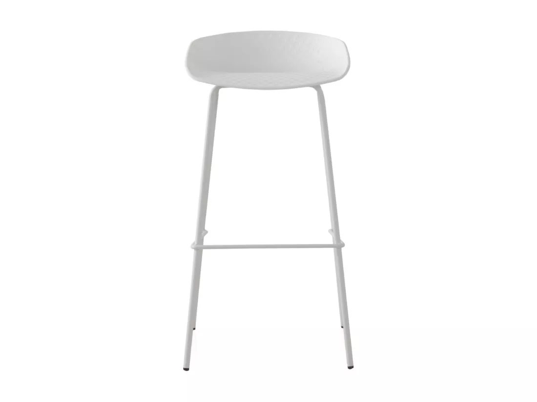 Lot de 2 tabourets en polypropylène blanc avec pieds en métal