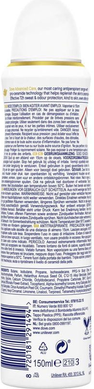 Dove - Advanced Care - Anti-Transpirant Deodorant Spray - Coconut & Jasmine Flower - 6 x 150 ml