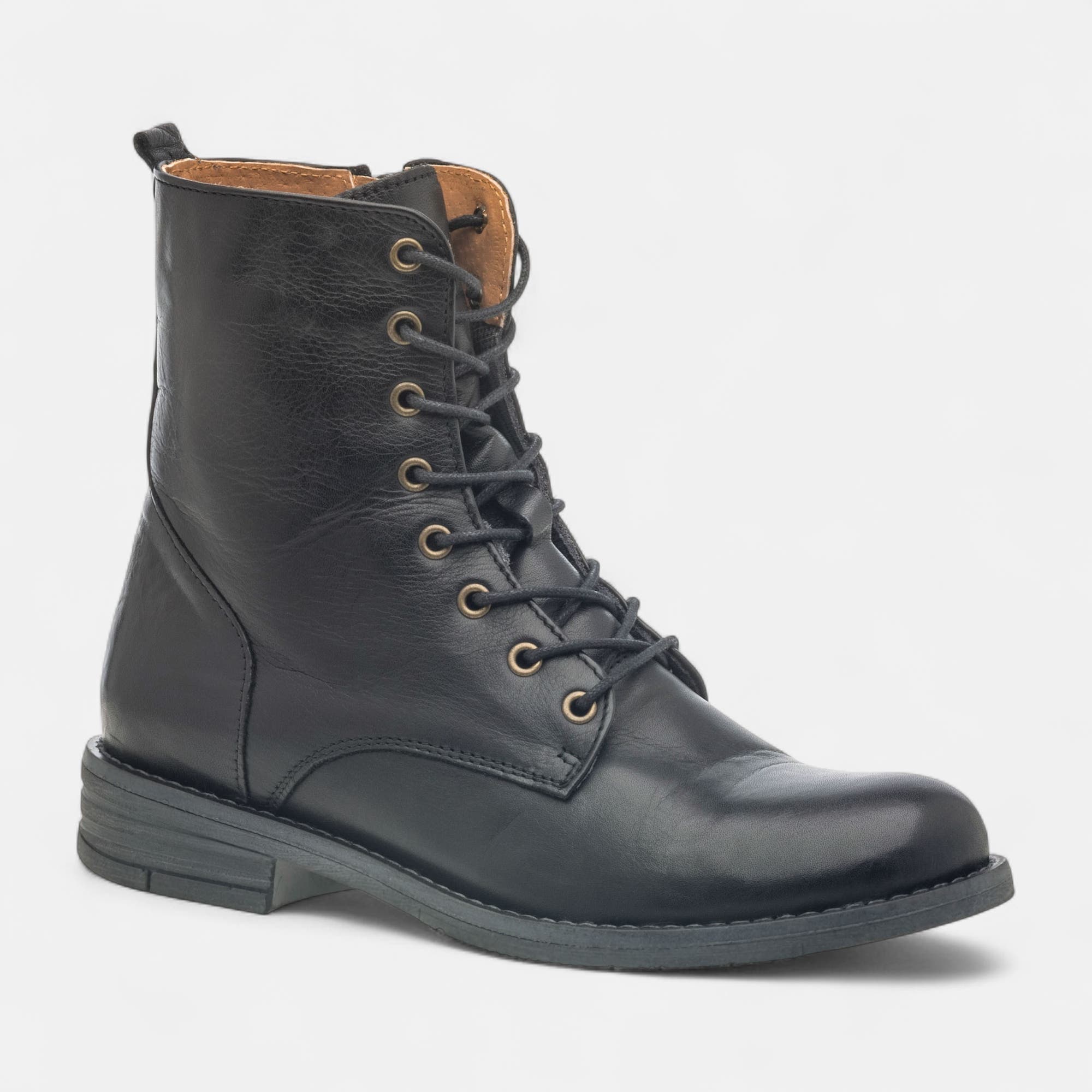 Bottines à lacets Femme en cuir noir
