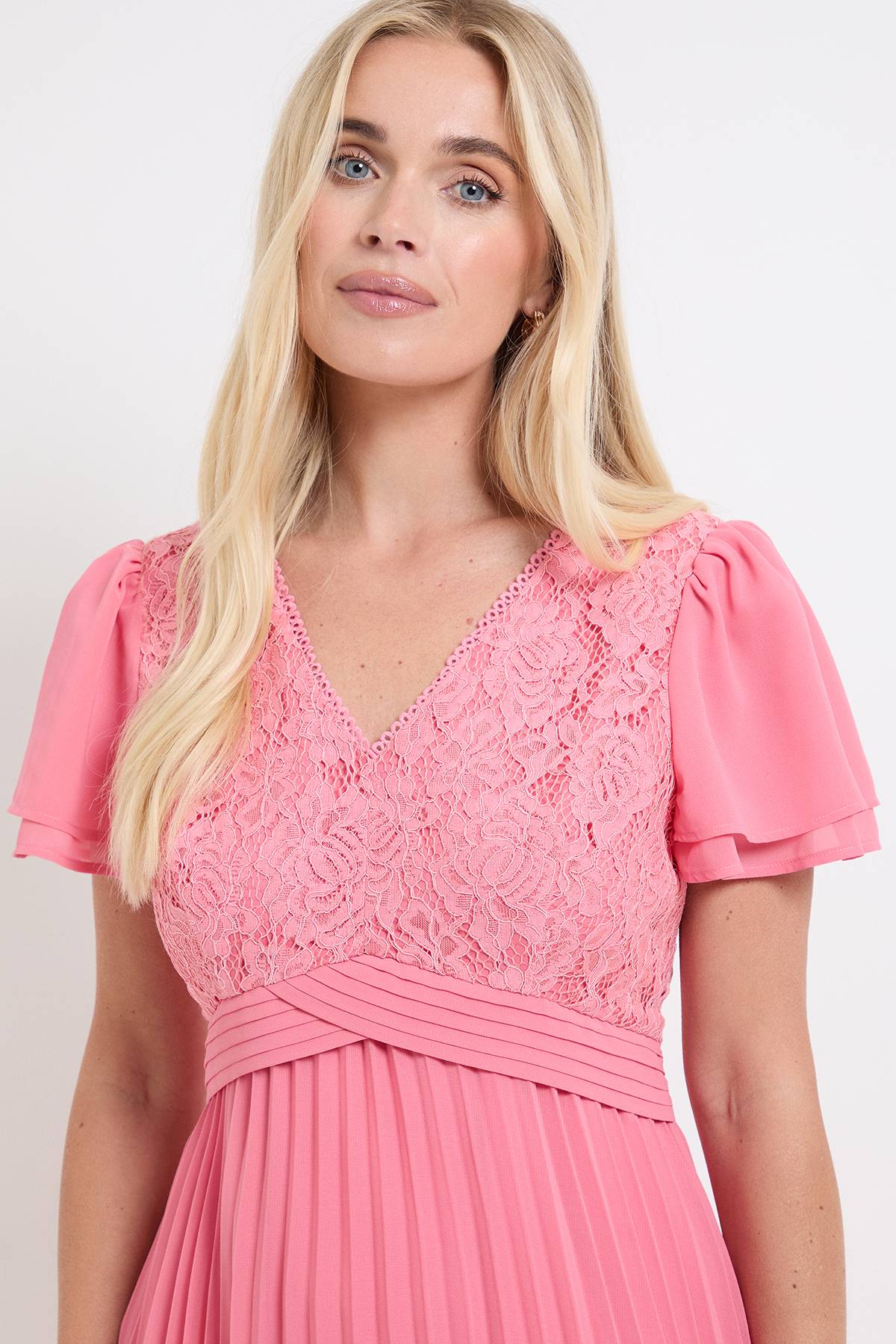 Wallis Robe Midi Petite À Détails Plissés Et Dentelle