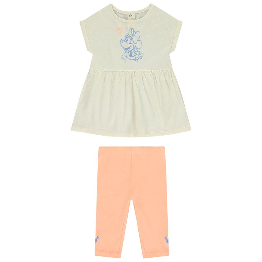 Ensemble 2 pièces avec tunique Minnie Disney pour bébé fille - Ecru