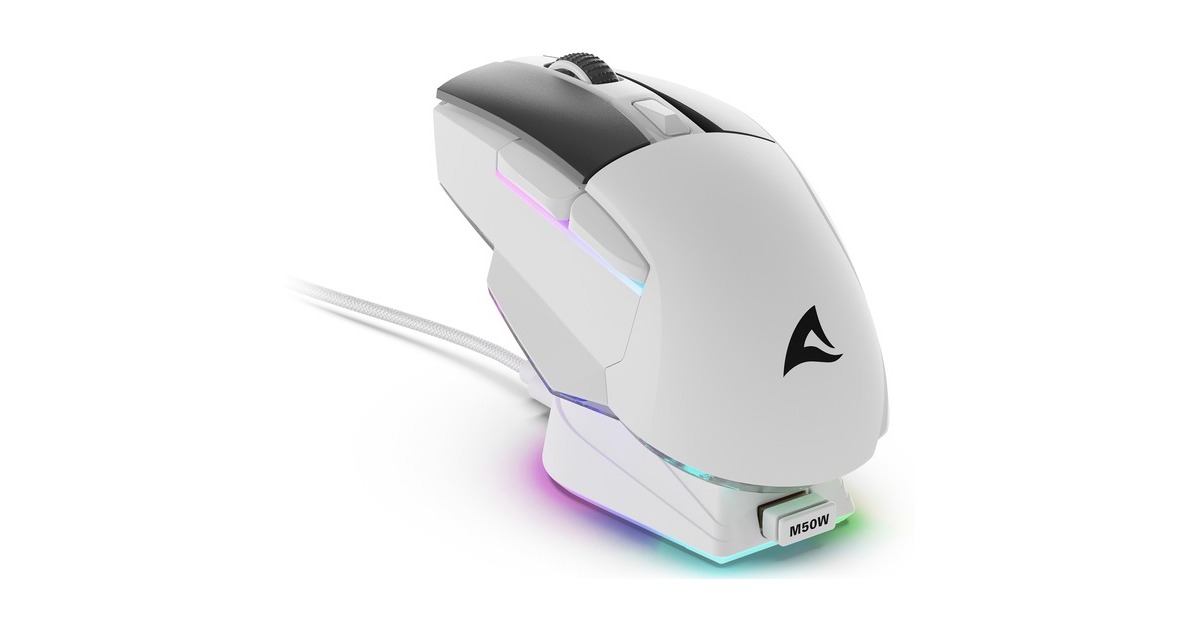 SharkoonSKILLER SGM50W gaming muis  (Wit, 400 - 6400 dpi, RGB leds)