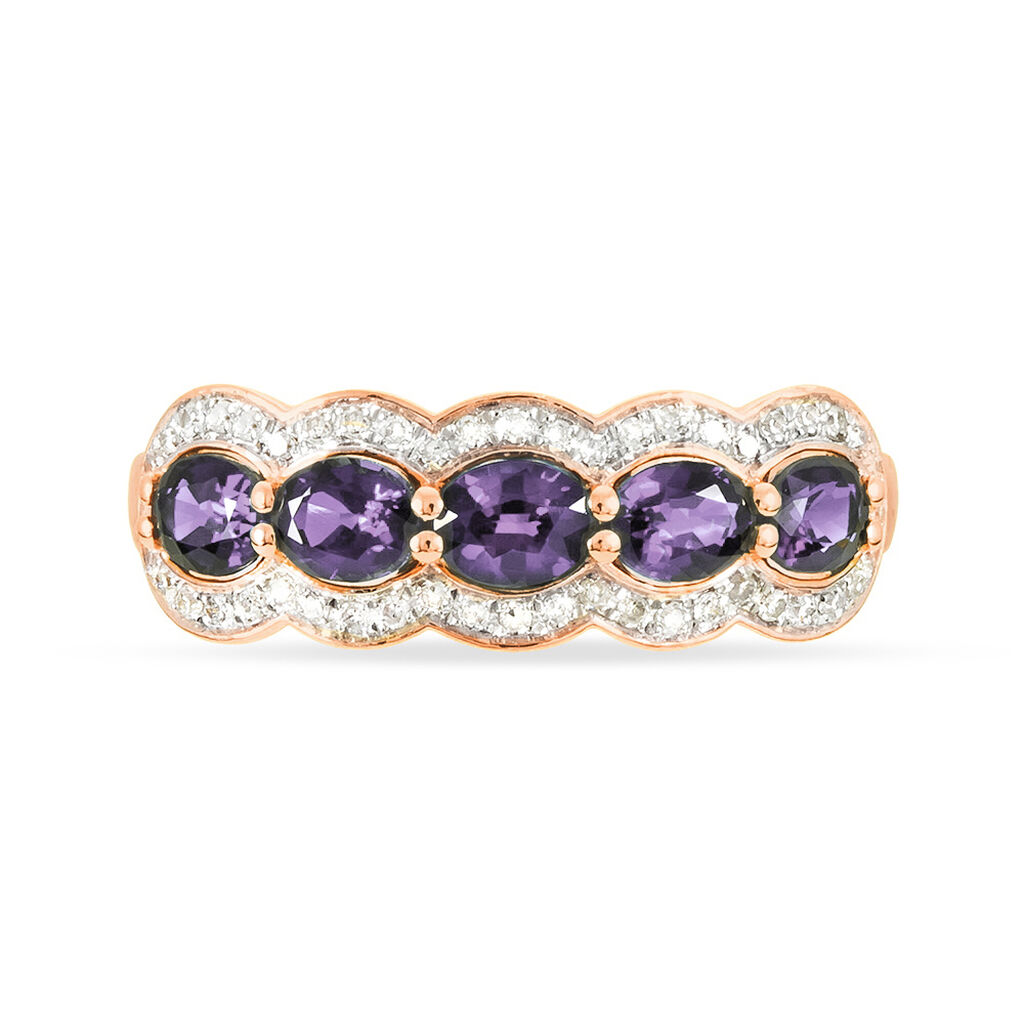 Bague Margaux Or Rose Amethyste Et Diamant