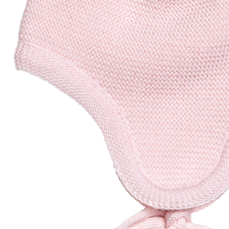 Mütze Merinowolle mit Ohren rosa