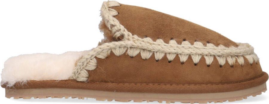 MOU Pantoffels Dames Slipper Full Eskimo Stitch Maat: 37 Materiaal: Suède Kleur: Cognac