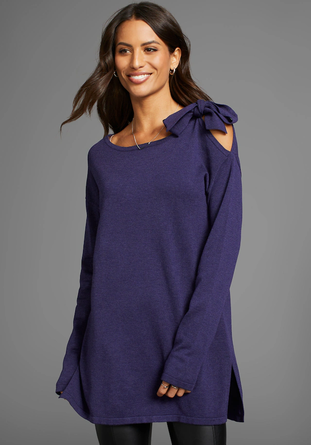 Laura Scott Longpullover mit Schleifendetail in Cold-Shoulder-Optik